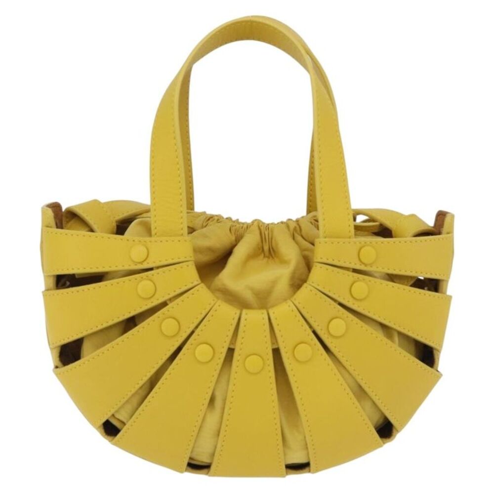 Bottega Veneta Shell Leather Yellow Leather Handbag